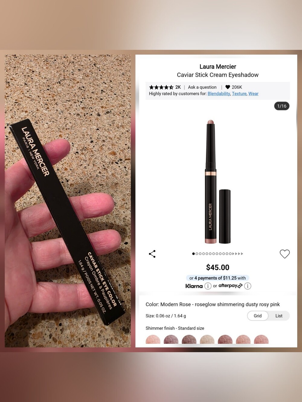 Laura Mercier Caviar Stick Cream Eyeshadow — Modern Rose
